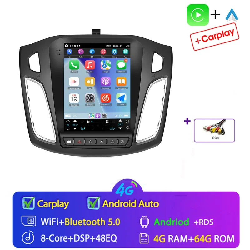 4G + WIFI Android 15 Stereo Voor Ford Focus 3 MK 3 2011-2017 2018 Auto Radio Multimedia Speler GPS 2din Carplay Auto DVD WIFI