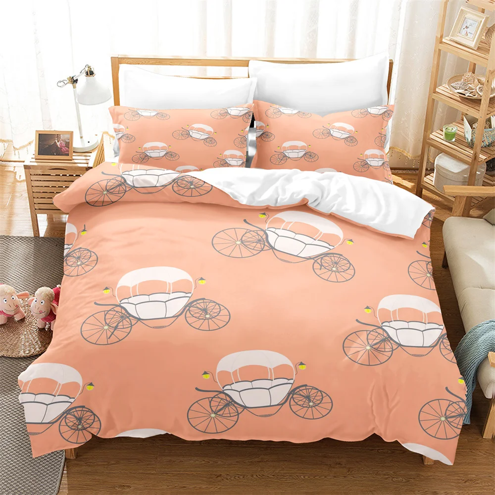 

3PCS Bicycle sedan Bedding Sets Home Bedclothes Super King Cover Pillowcase Comforter Textiles Bedding Set