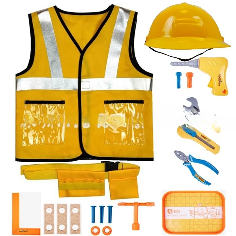 Little Engineer Horse Clip Performance Suit Toy Set Repair Worker Role Playing Suit Construction Worker Role Playing Suit