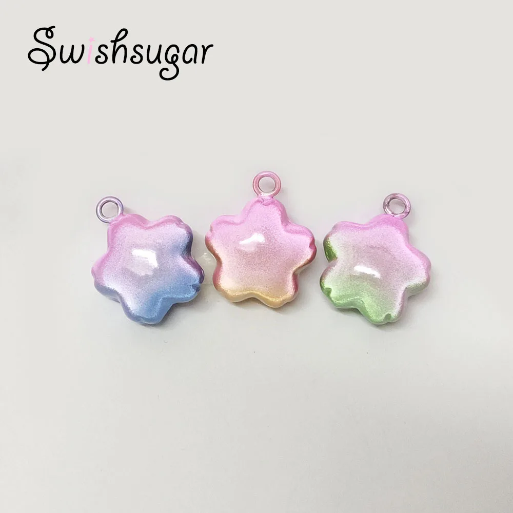 4Colors Close Sakura Jingle Bells Gradient Colorful Good Luck Charms Necklace Pendant Accessories Jewelry Craft Findings