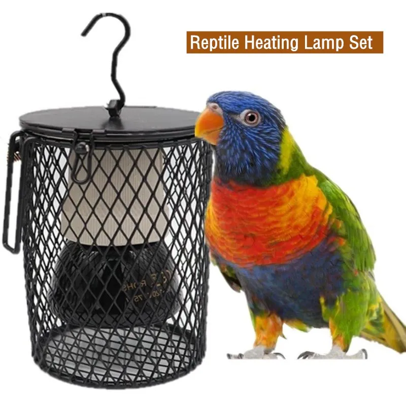 Reptilien-Heizlampe für Schildkröten, Schlangen, Eidechsen, Infrarot-Keramik-Heizstrahler, 50W/75W/100W, Heizset für Hühnerställe, mit Schutzvorrichtung