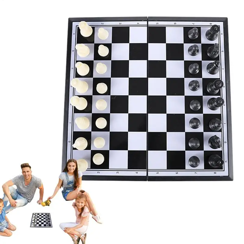 Magnetic Chess Board Set Folding Magnetic Chess Set Board For Kids & Adults Crafted Chesspiece Handmade Storage Slots Travel Toy