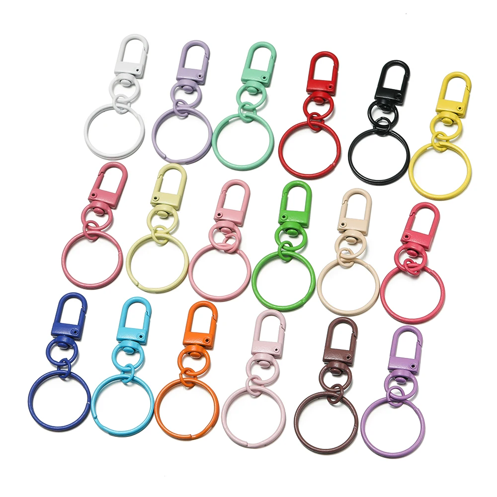 5/10pcs Colored Alloy Lobster Clasp Spring Buckle With 25mm Keyring For Diy Jewelry Making Keychains Hooks Bags Buckle