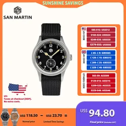 San Martin 36mm Pilot Quartz Watch RONDA 6004 VH31 For Men Wristwatch Nylon Strap Luminous Military Orologio Uomo 10Bar SN0105XA