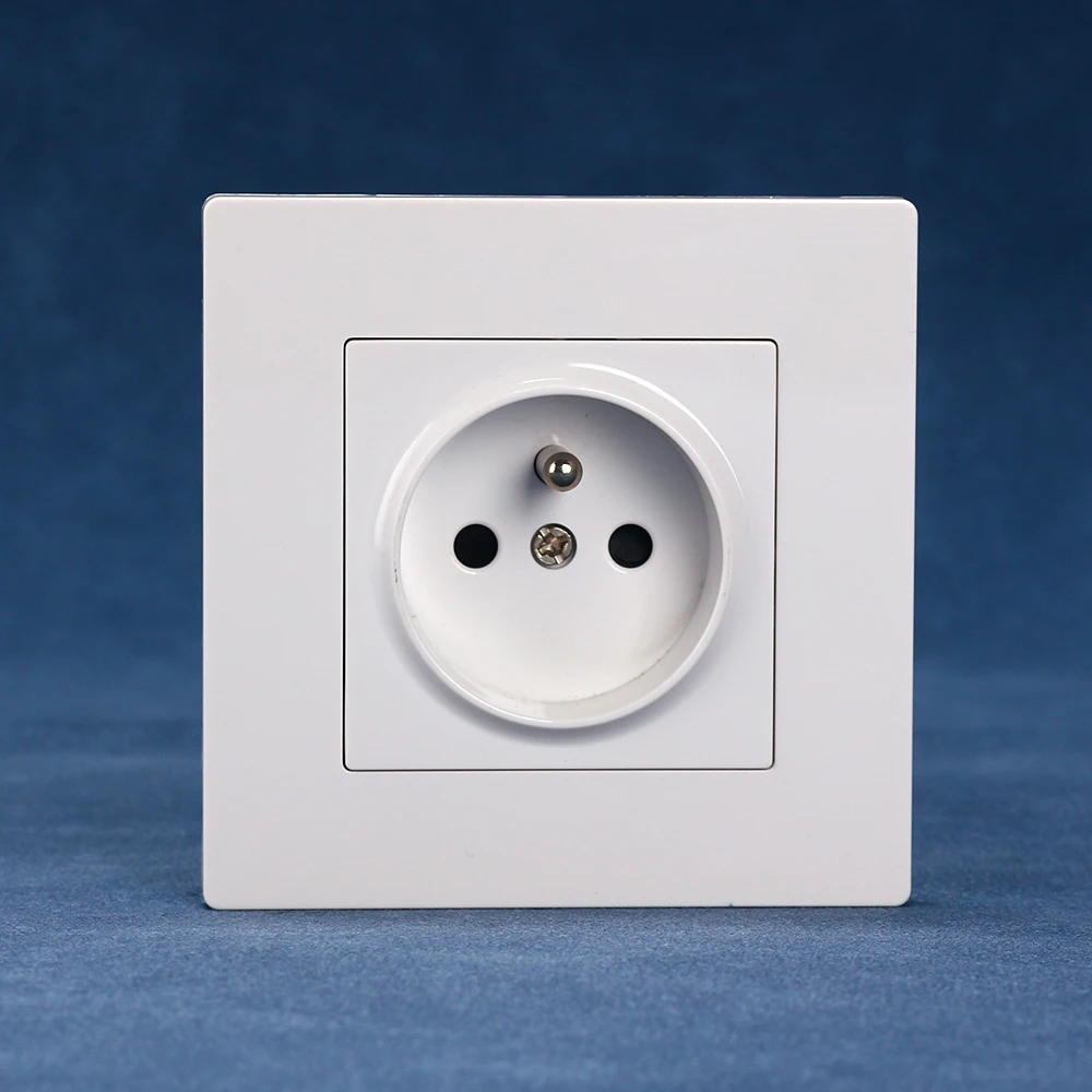 

European standard provisions wall socket 86*86mm French socket white black grey gold 250V 16A PC panel CE Rohs certification