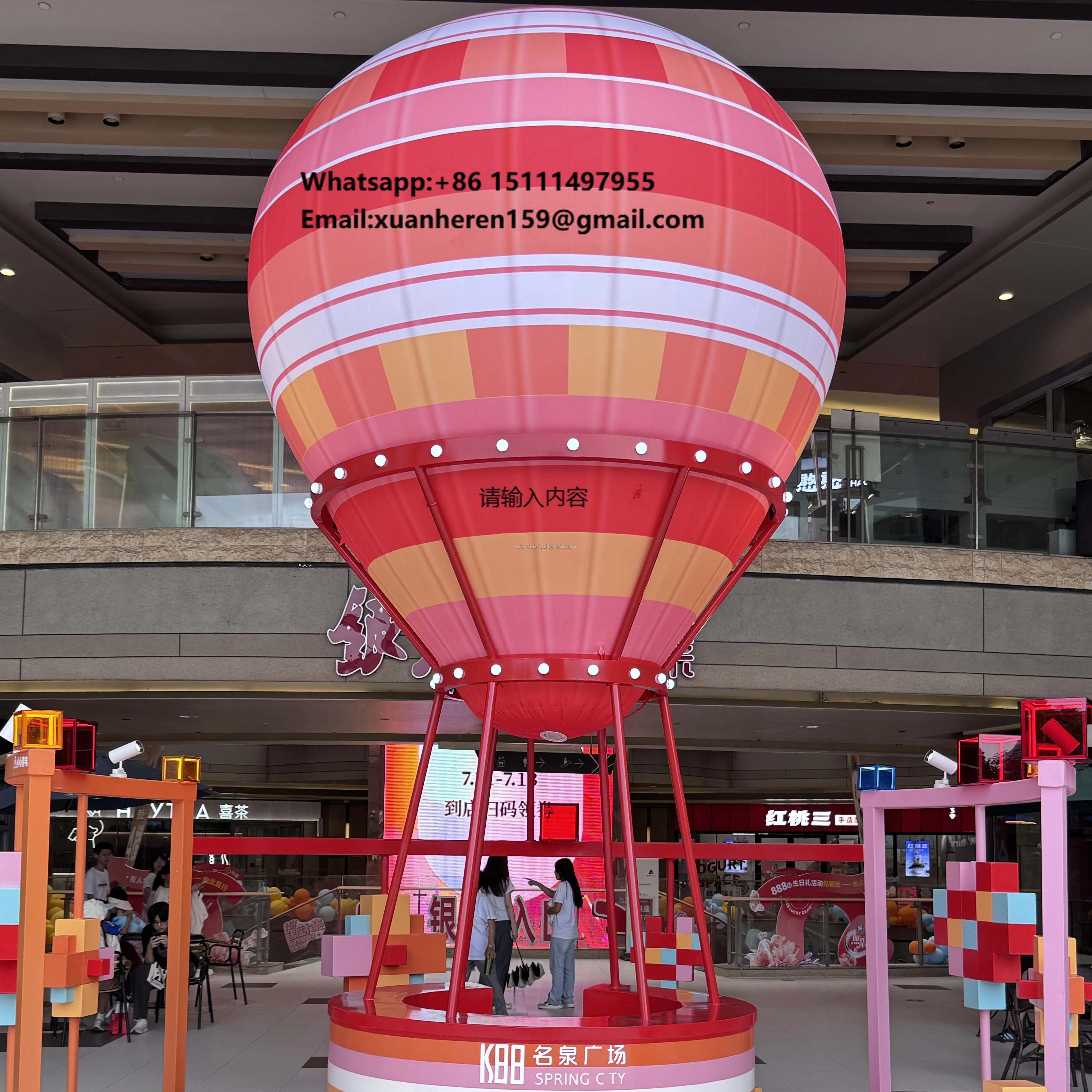 Outdoor Display Inflatable Hot air Balloon with Led Lights and Blower