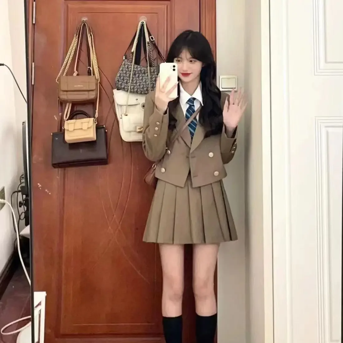 اليابانية طالب زي مدرسي الكورية أزياء الخريف الشتاء الحلل مدرسة بنات مطوي تنورة سيدة البدلة الزي الرسمي مجموعة