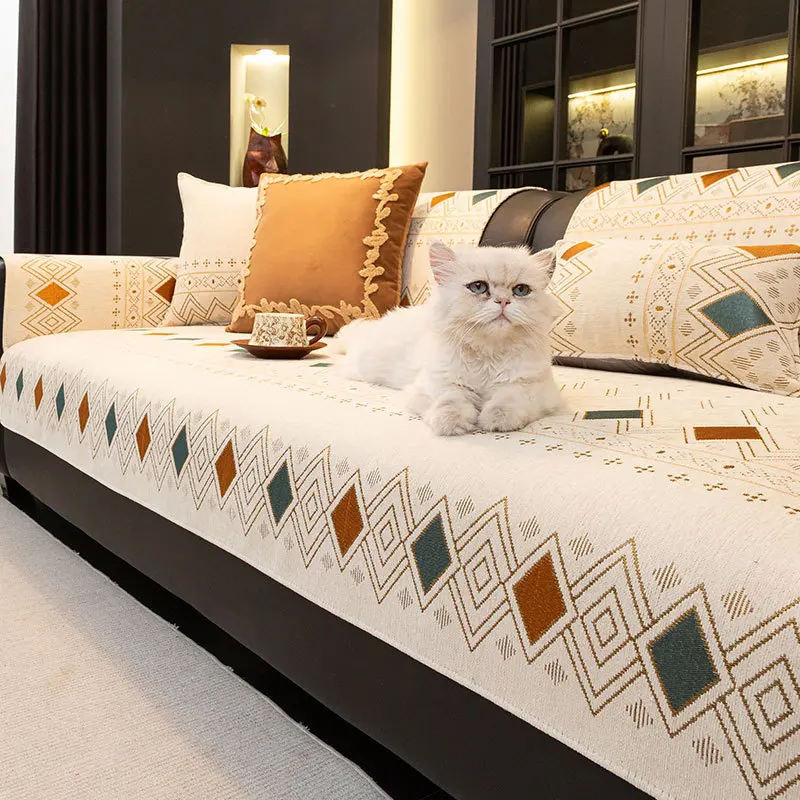 

New Modern Luxury Leather Sofa Cover Fabric Simple and High-end Anti Slip Cushion Suitable for All Seasons and Skin Friendly