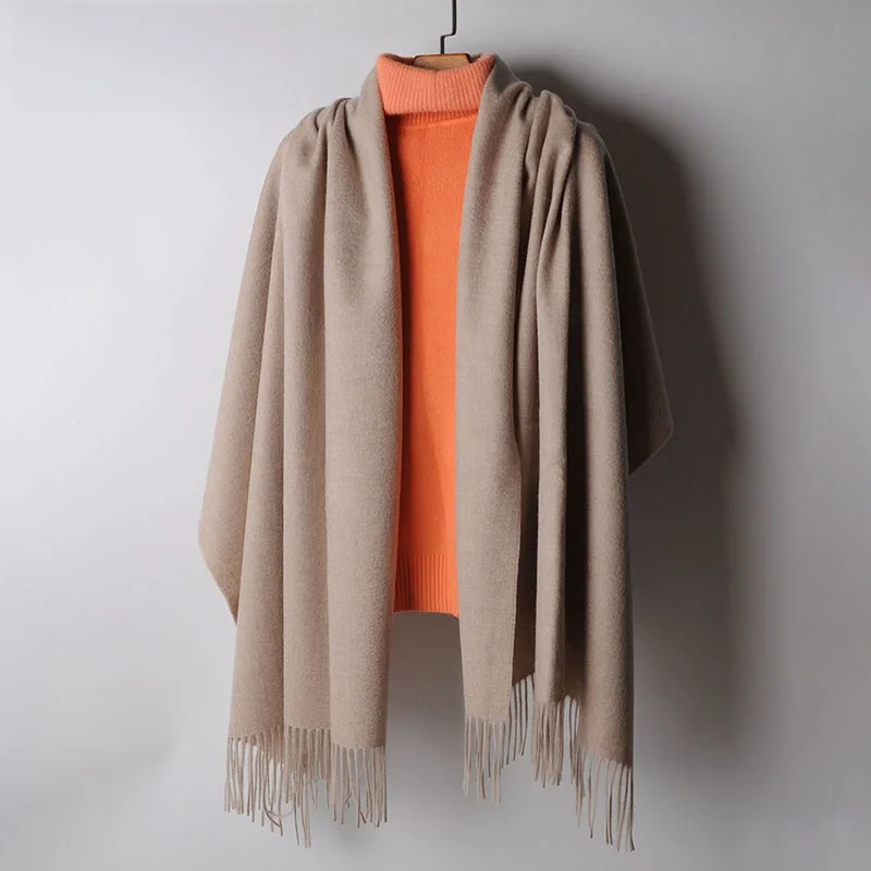 high-end-classic-color-00-wool-scarf-women's-autumn-winter-versatile-thiened-long-camere-awl-two-purpose-milk-te
