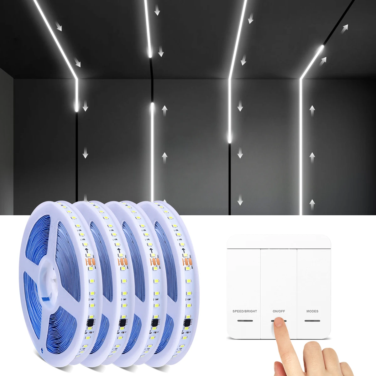 

WS2811 IC Pixel LED Strip Lights Water Flow Chasing Wireless RF Panel Switch Segmented Control Multiple Scenes LED Tape For Home