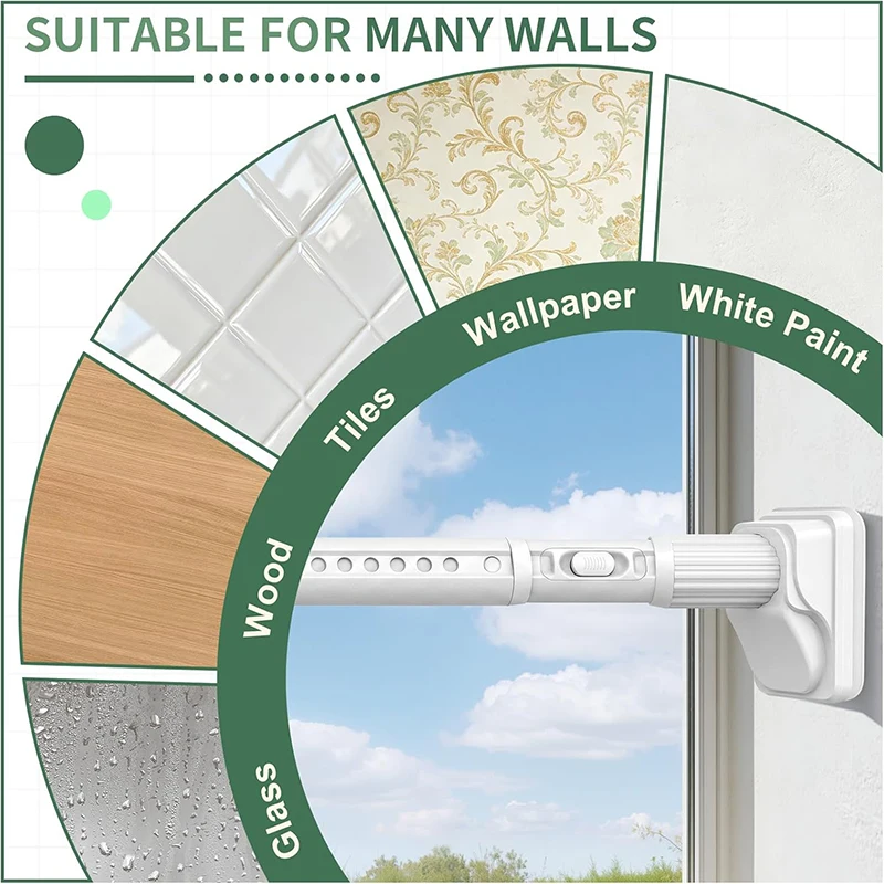 Spannvorhangstangen ohne Bohren, extra lange Spannstange, robuste Duschvorhangstange für Terrasse, Badezimmer, Fenster, Zimmer im Außenbereich – Detail 3