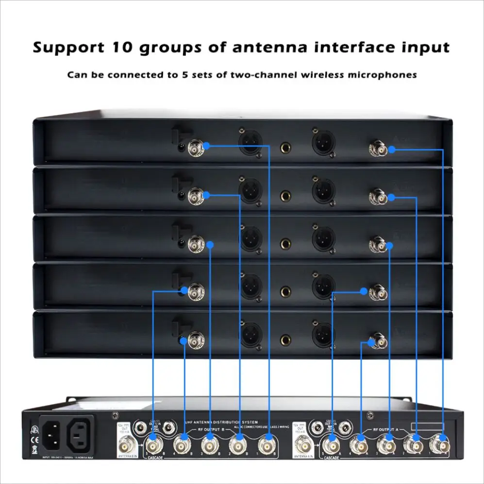 Amplificateur d'antenne de microphone sans fil, tout neuf, distributeur d'antenne de microphone sans fil de haute qualité