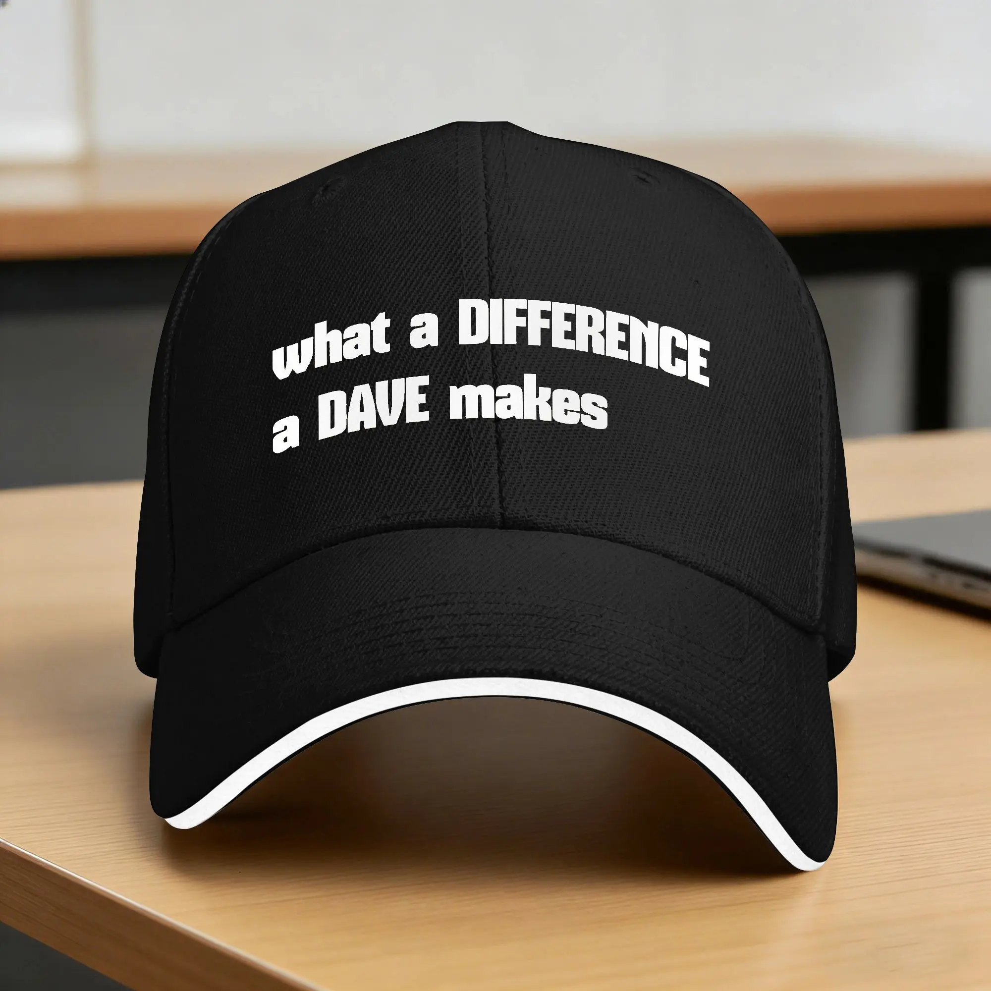 What A Difference A Dave Makes Baseball Cap  Running Hippie Sunscreen Hip Hop Hats Women Men Casual Print Baseball Caps