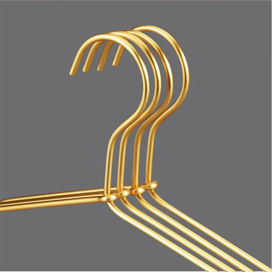 1pc metal non-slip seamless thick gold space aluminum alloy clothes drying rack grooved line clothes hanger hanger