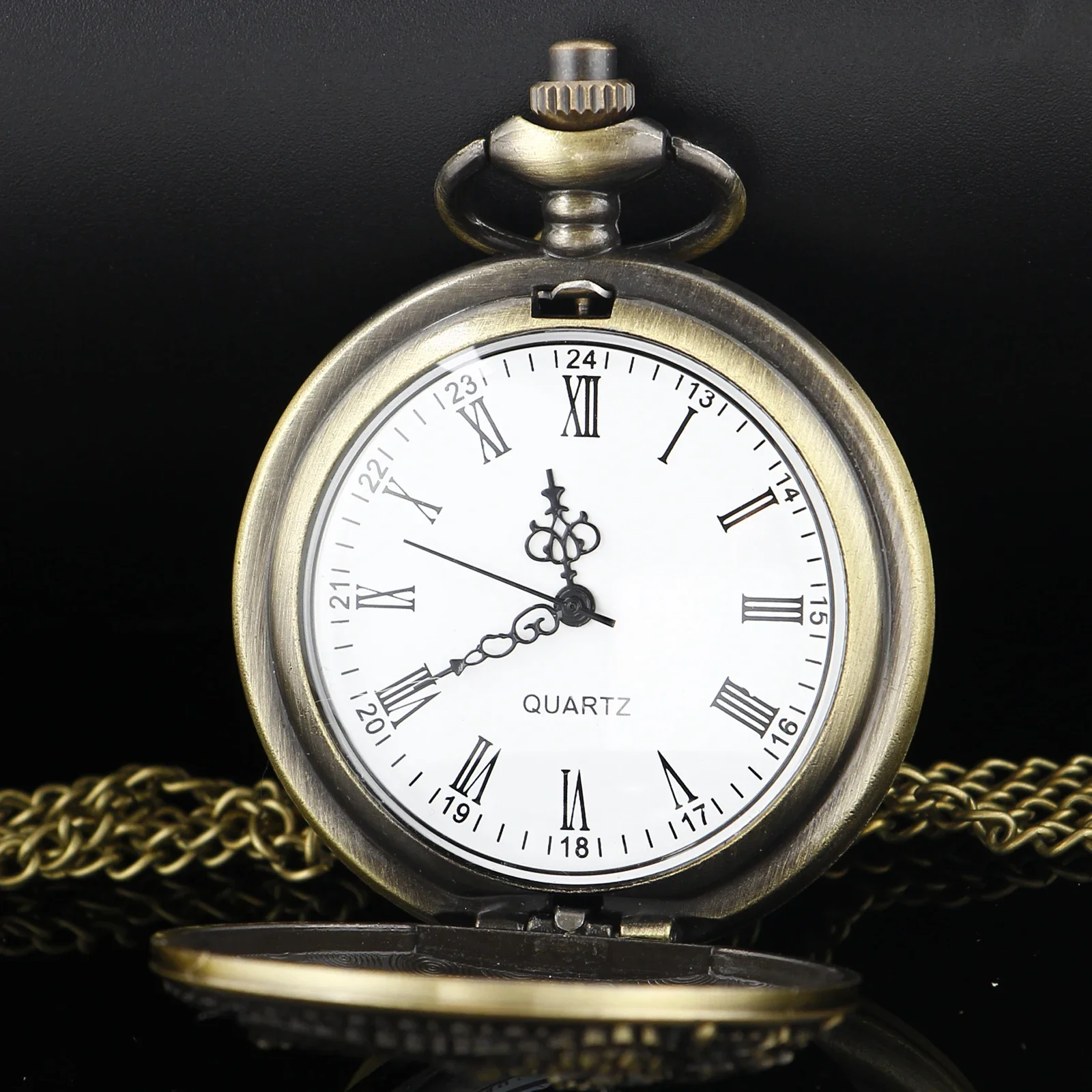 Vintage Steampunk Flying Dragon Embossed Hollow Digital Quartz Pocket Watch with Necklace Pandent Exquisite Gift for Male Women