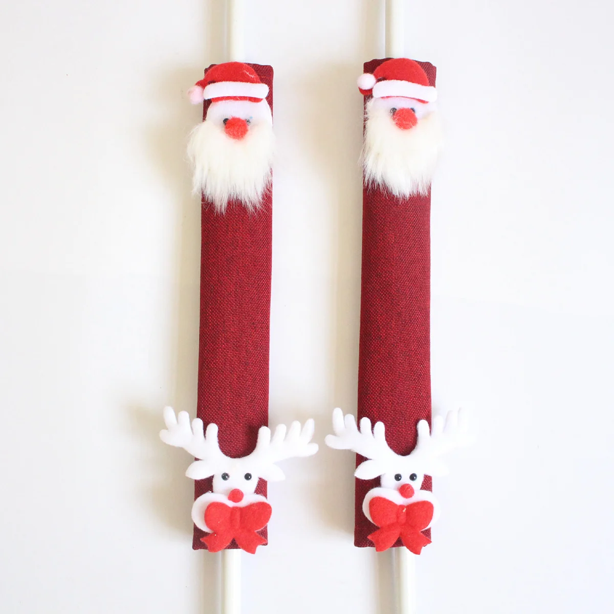 

4pcs Handle Covers Christmas Snowman Pattern Washable Fabric Protector For Refrigerator Microwave Oven Dishwasher Cabinet