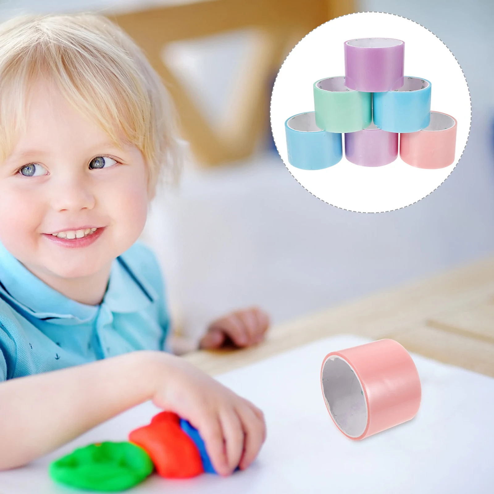 

6Pcs Creative Colored Sticky Tape Decompression Toys Strong Adhesive Sticky Tape