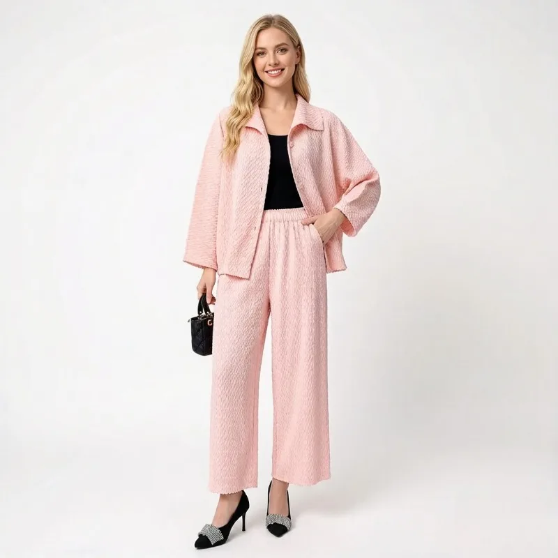 

Miyake Pleated 2026 New Spring Summer Set for Women Pineapple Pleated Jacket and Pants Fashionable Casual Niche Women's Clothing