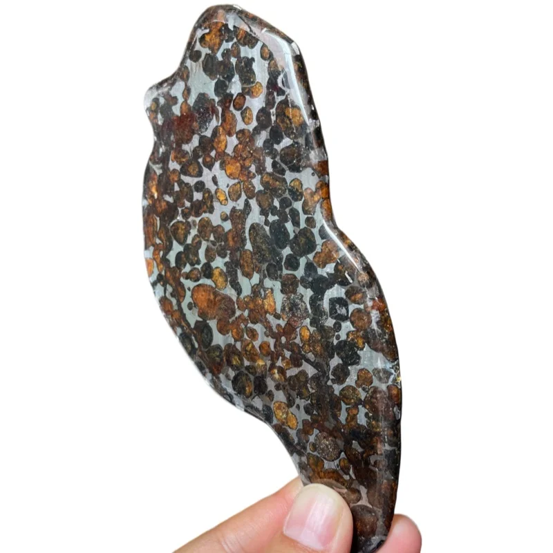 Sericho Pallasite Meteorite Slice Kenya Polished Olivine Meteorite Irregular Piece Natural Space Collection Specimen QA894