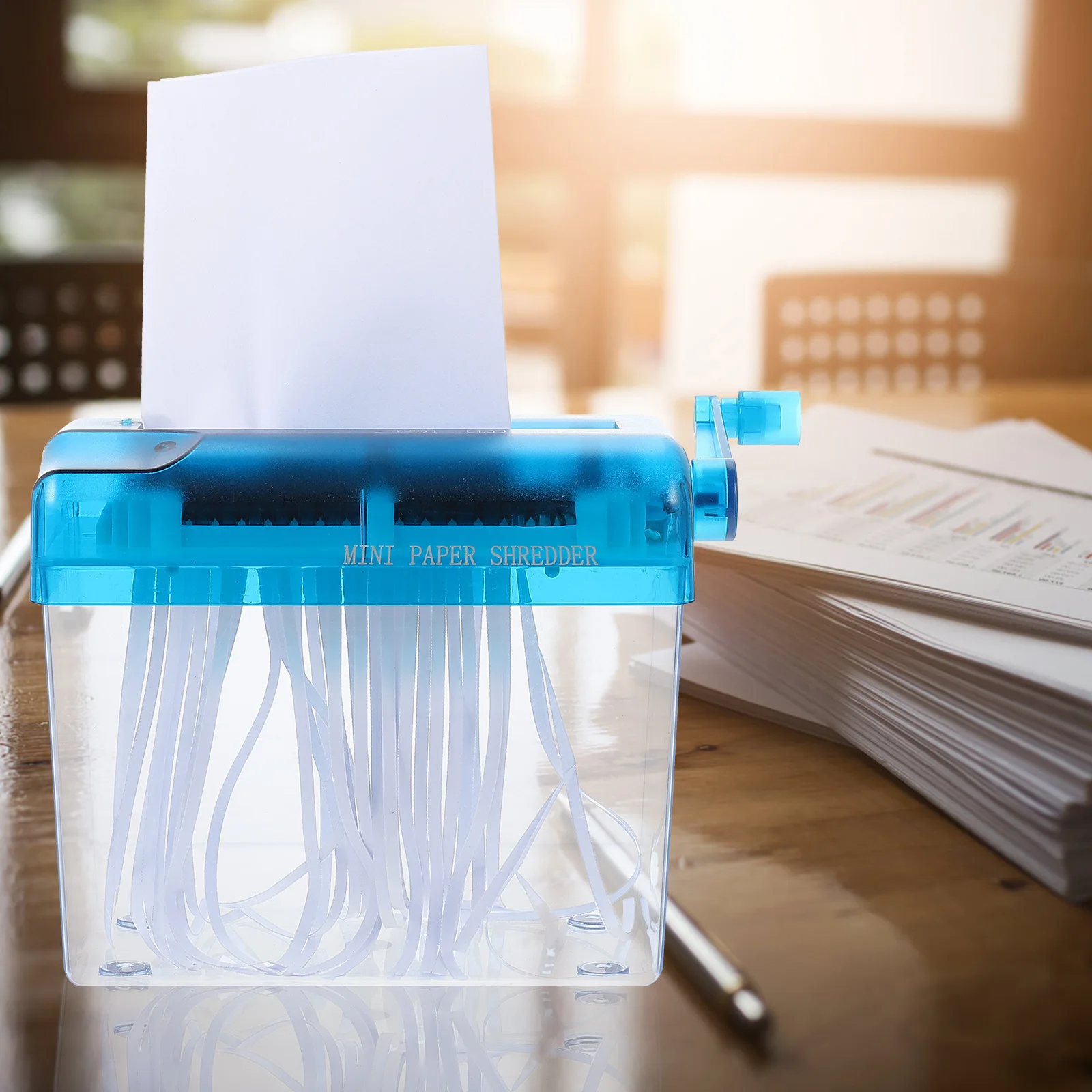 

1Pcs Blue Hand Shredder Manual Paper Shredder Lightweight Convenient Office Shredding Tool
