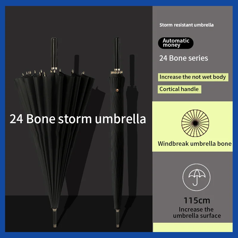 Musan New 24 Ribs Long Handle Female UV Umbrella Parasol for Men Integrated Button Automatic Large Wind-Resistant rain umbrella