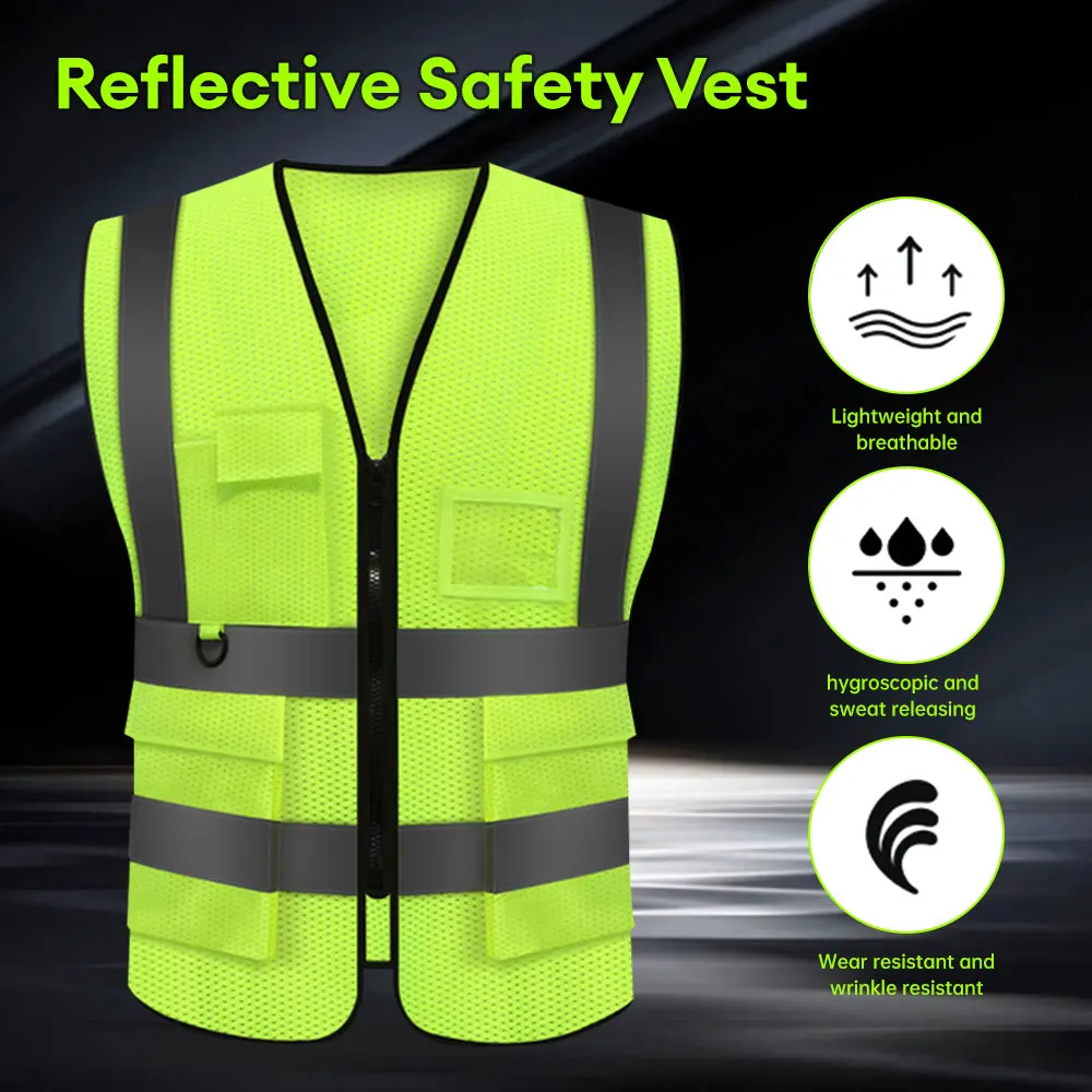 Adjustable Reflective Security Vests High Visibility Reflective Safety Vest Traffic Night Outdoor For Running Cycling Sports