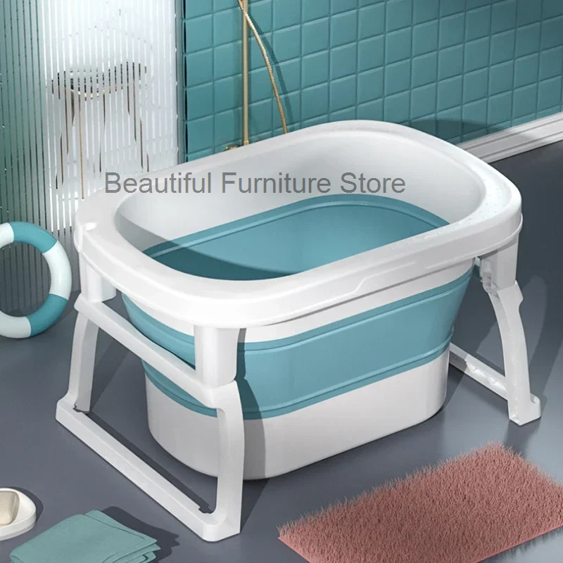 Large Household Baby Bathtub Newborn Dual-use Portable Bathtub Folding Storage Bath Basin Protection Cervical Bath Bucket