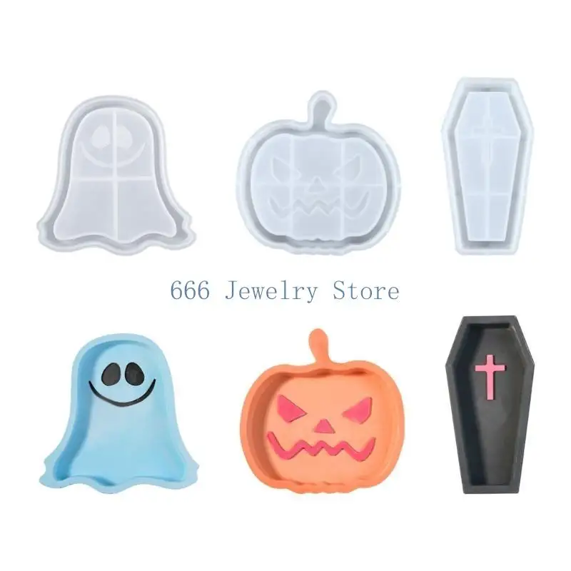 F2TD Silicone Dish Mould Resin Plate Molds Tray Moulds Halloween Series Crafting Moulds Silicone Texture for Making Plate