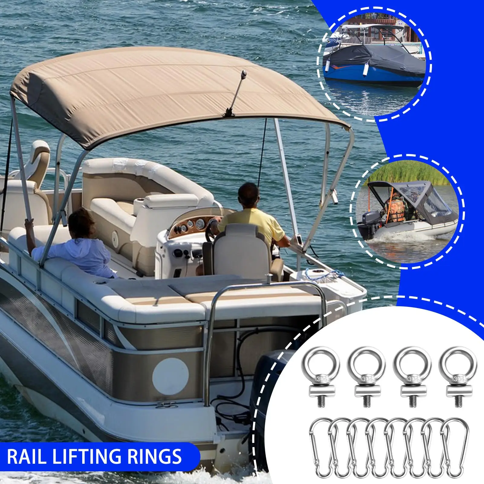 Track Mount Eyelet Rail Track Mount Vertical Tie Down Eye Bolt Awning Cord Ropes Holder Kayak Screws Parts For RV Boats Fishing
