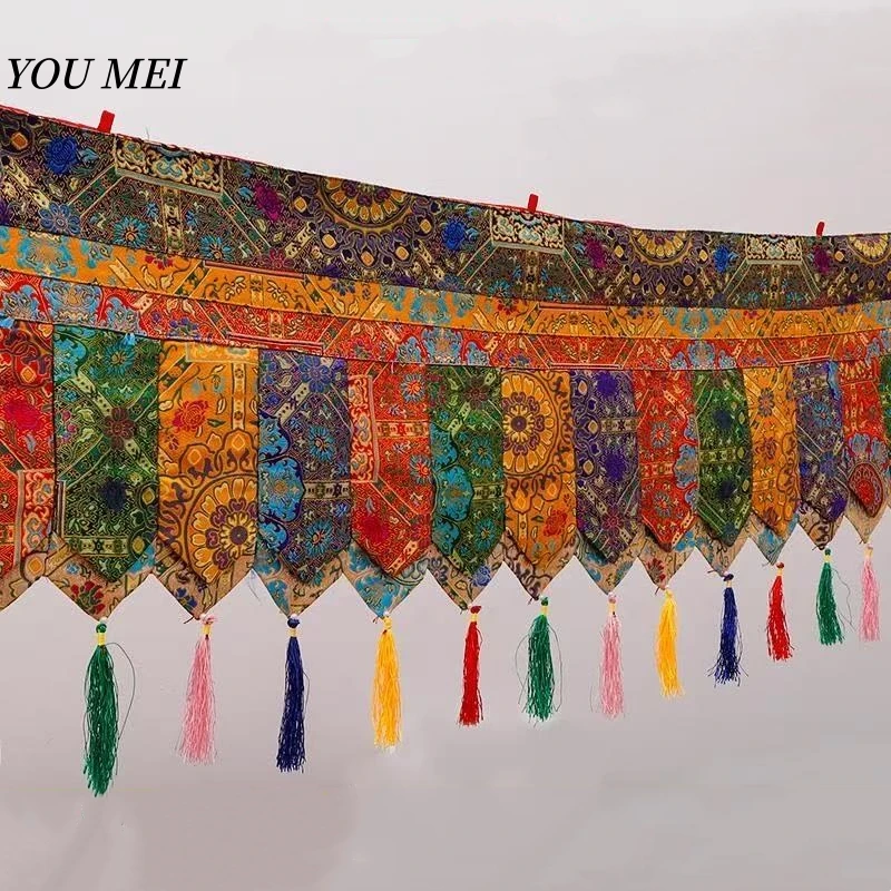Tibetan Prayer Flag Five-Color Curtain Buddhist Altar Eight Auspicious 5m Curtain Wall Hanging Curtain Buddhist Item Decoration