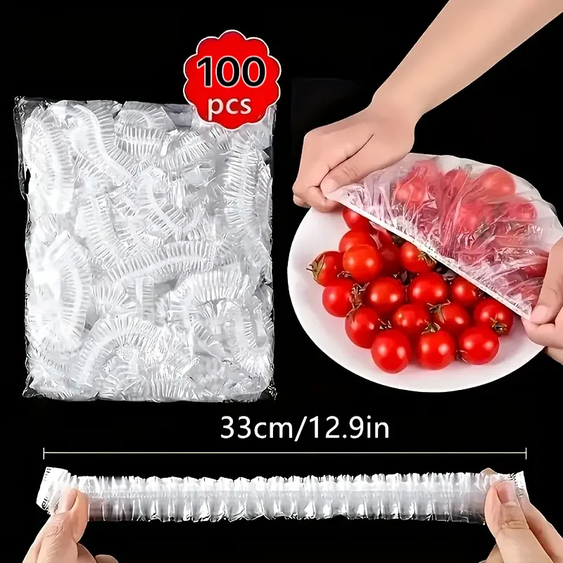 Reusable Elastic Food Covers - Adjustable Plastic Covers for Freshness & Safety, Kitchen Storage Bags (33.3cm x 12.99in), Keep