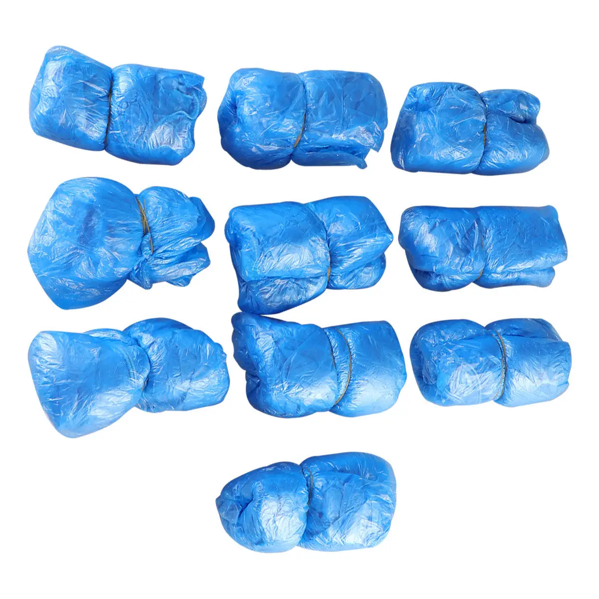 100Pcs Blue Disposable Plastic Shoe Covers 36x15cm Waterproof Polyethylene Elasticated Size Fits All Scenarios