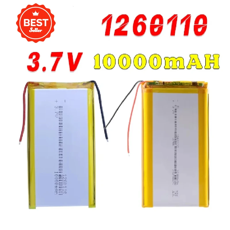 High Qulity 3.7V 10000mAh 1260110 Rechargeable Polymer Batteries Lipo Li-Po for Toy Power Bank GPS Laptop Camping Lights Diy