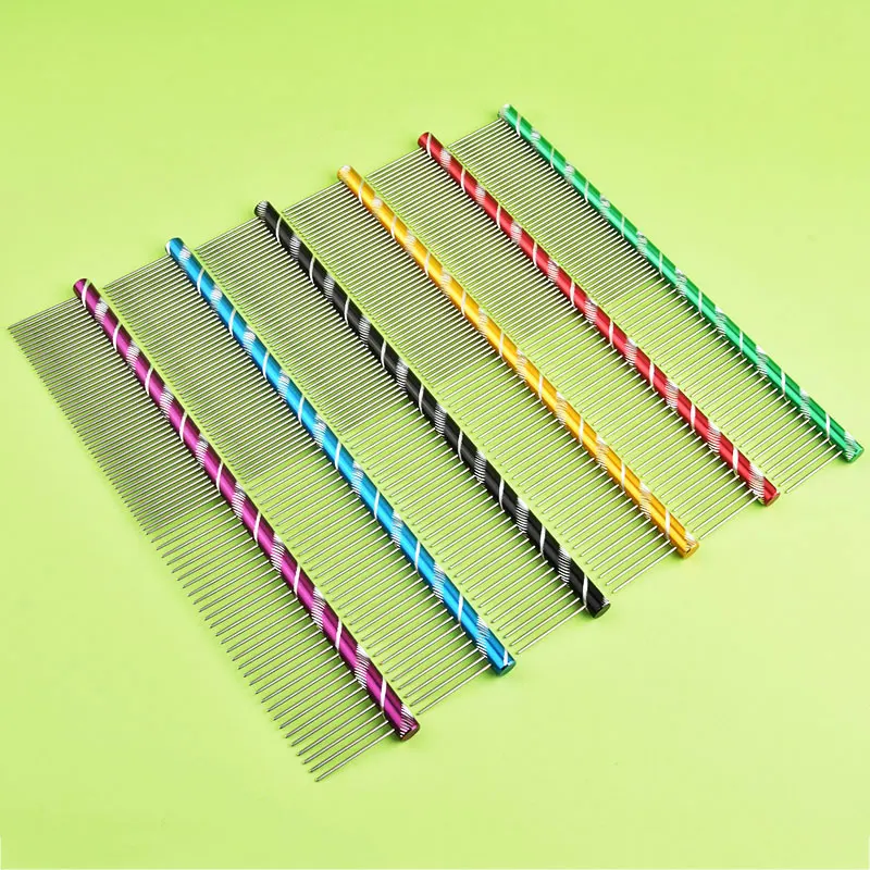 6 Colored Pet Dog Comb Straight Comb Cat Cleaning Brush 16/19/20/25cm Stainless Steel Lightweight Pets Cat Grooming Combs Dogs