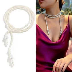 Multilayer Pearls Beads Necklace Gothic Clavicle Chain Jewelry New Year Gift 28TF