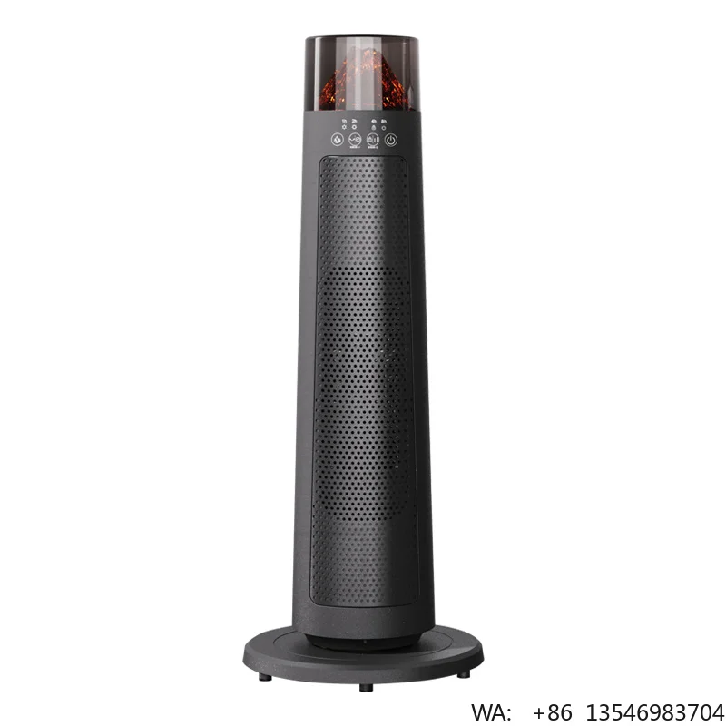 2000W PTC Ceramic Fast Heating 2 Modes Adjust Timer Oscillating Flame Effect For Office Bedroom Use Tower Electric Fan Heater