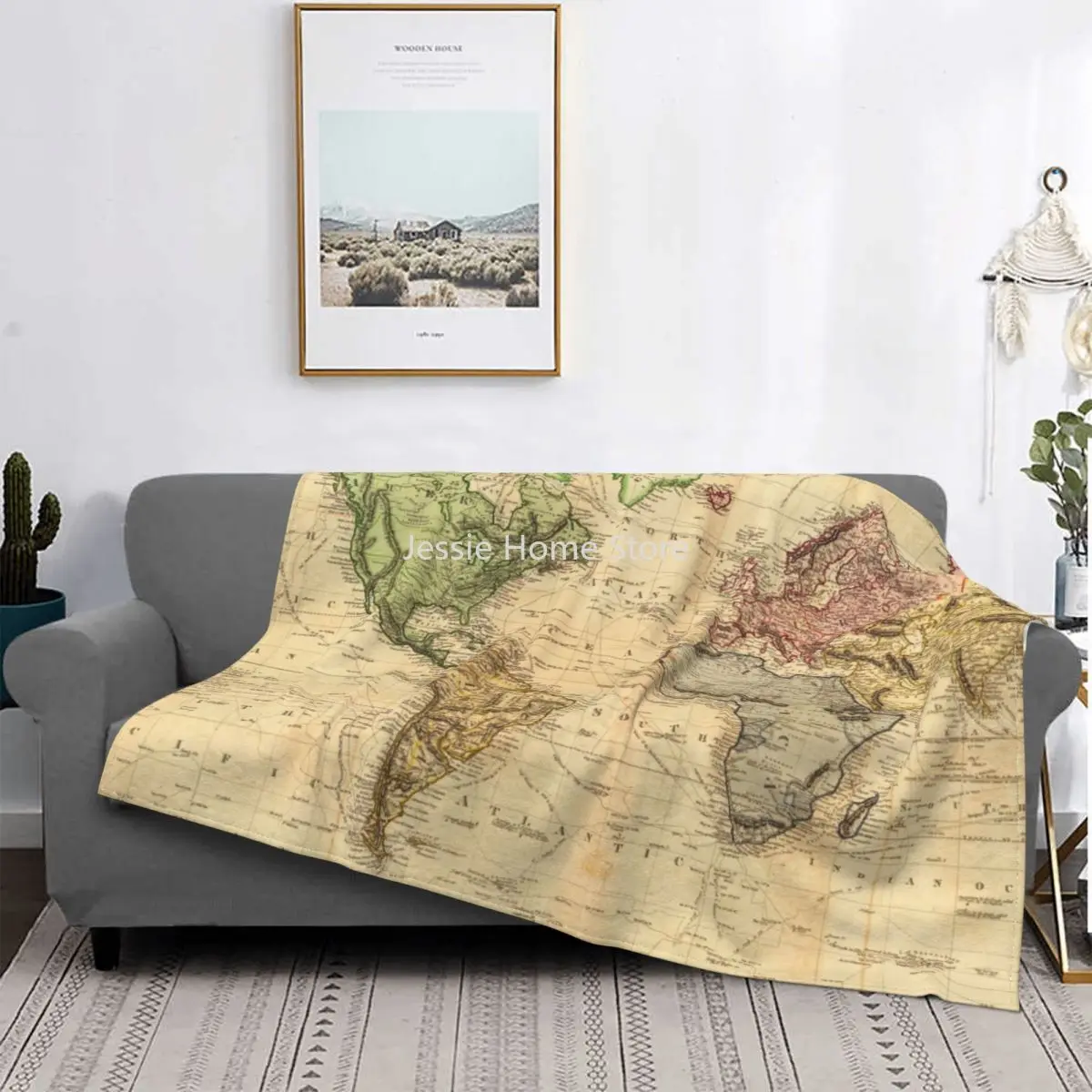 

Vintage Map Of The World 1831 World Map Blanket Flannel All Season istorical Map Of The World Soft Throw Blankets for Sofa Car