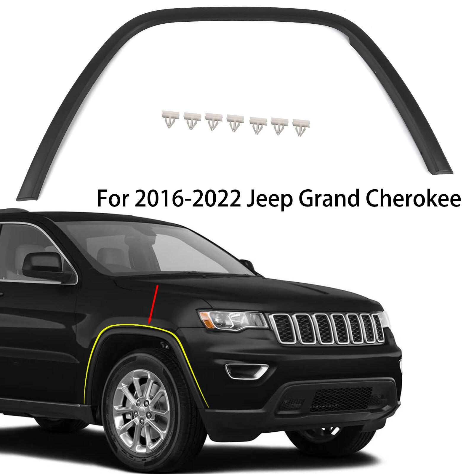 

Front Wheel Fender Flares Eyebrow Molding Fender Flare Molding Trim For 2016 2017 2018 2019-2022 Jeep Grand Cherokee Body Kit