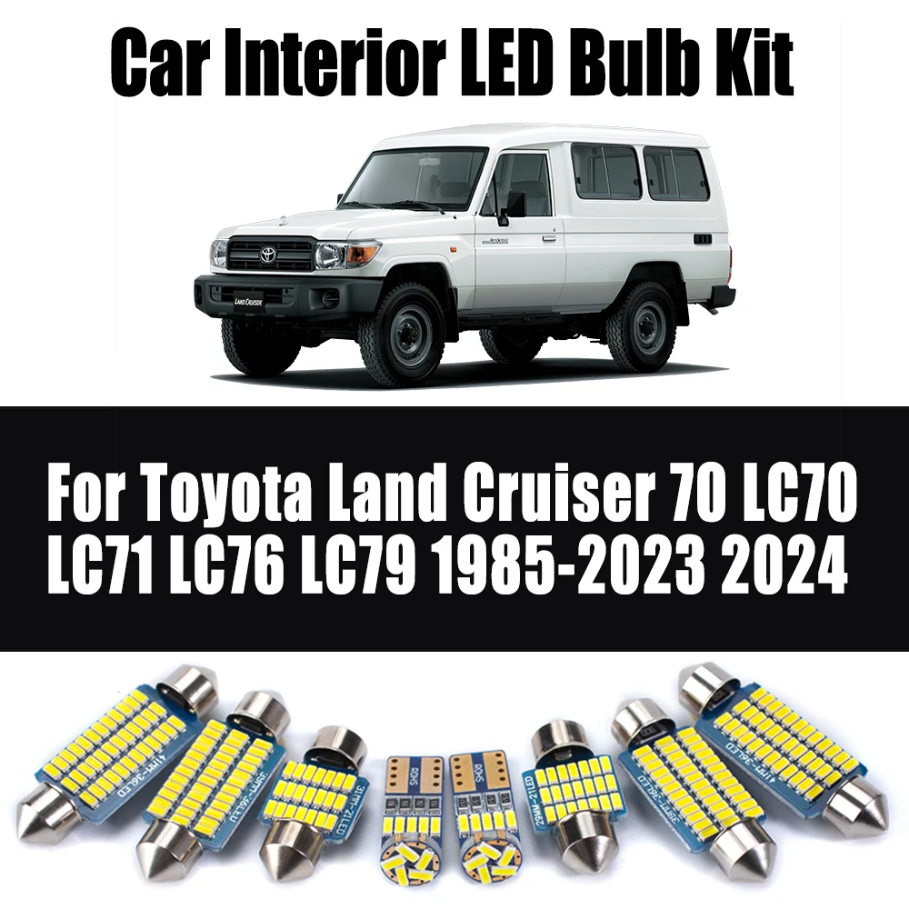 

7 шт. Canbus для Toyota Land Cruiser 70 LC70 LC71 LC76 LC79 1985- 2022 2023 2024 светодиодный комплект внутреннего освещения багажника с картой автомобильные аксессуары