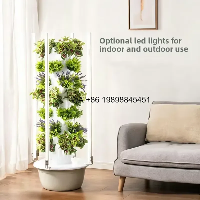 Wmwmnu Vertical Farming Hydroponic Tower System Space Saving Multilayer Growing Tower for Greenhouse Vegetable
