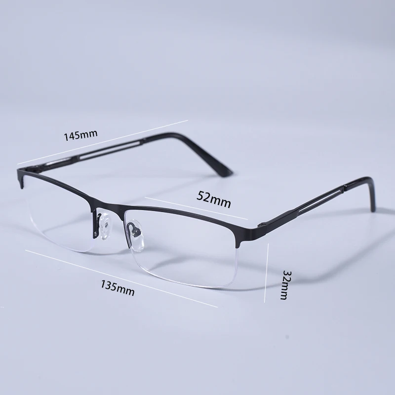 2025 männer Blau Licht Blockieren Lesebrille Metall Halb Rahmen Brillen Mit Frühling Scharnier Computer Reader + 125 + 175 – Detail 1