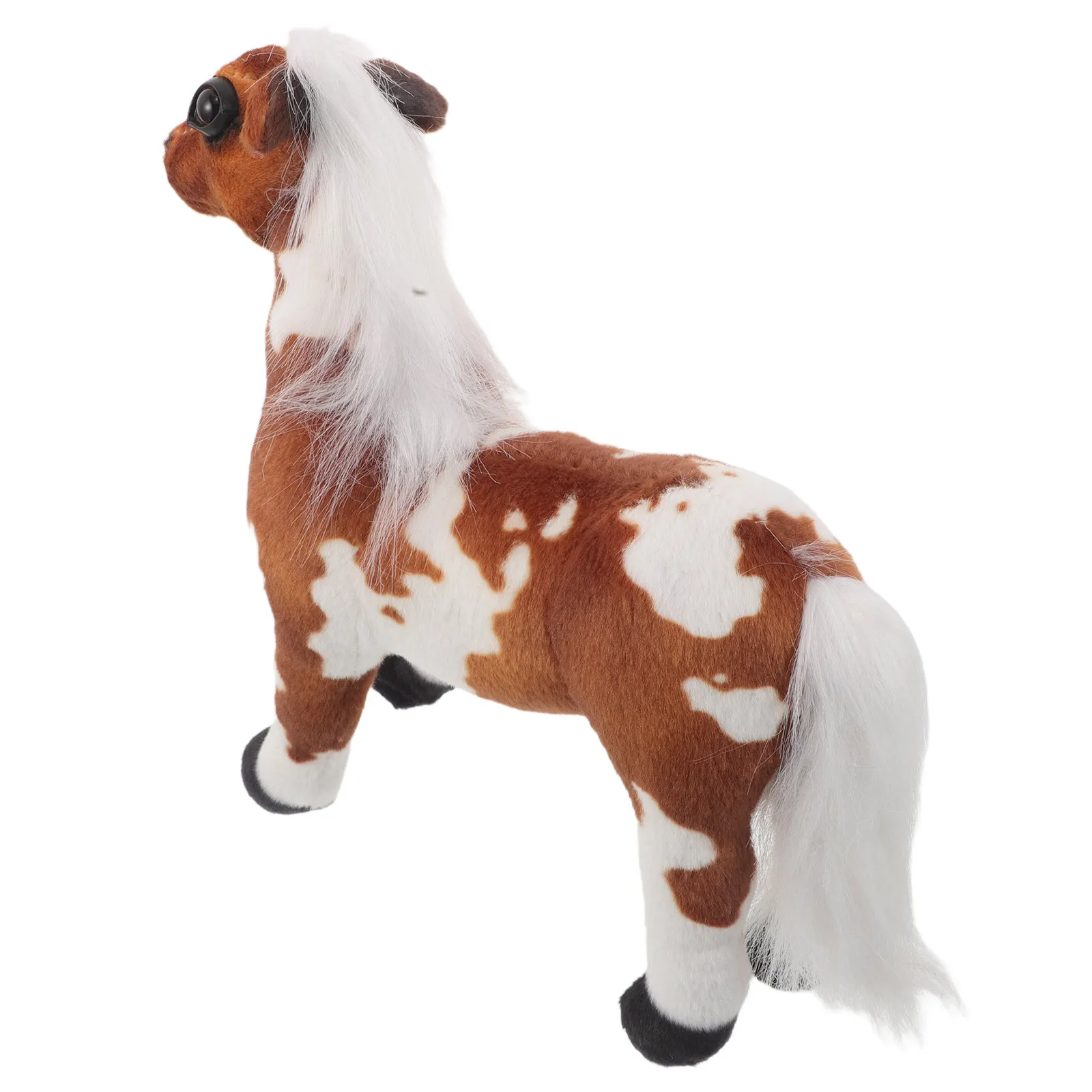 Brown Zodiac Horse Stuffed Animal 26x26cm Realistic Standing Design 2026 Lunar New Year Mascot Spring Festival Decoration