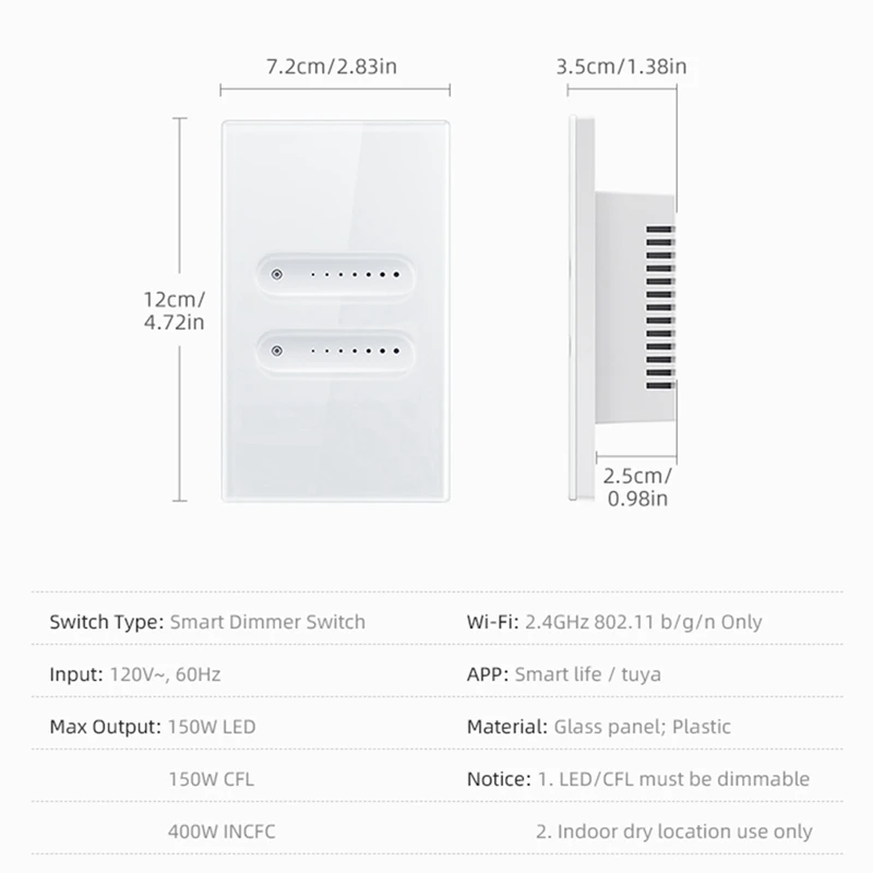 Tuya Wifi Smart Dimmer Switch Touch Panel APP Remote Control 1 Gang Works With Alexa Google Home Wall Switch ,B