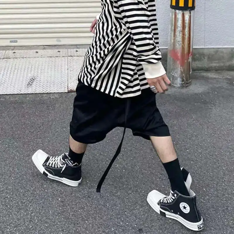 PFNW جودة عالية سستة جيوب كبيرة وظيفة السائق هارلان قطرة الركبة طول السراويل الرجال الرباط مرونة الخصر السراويل المد