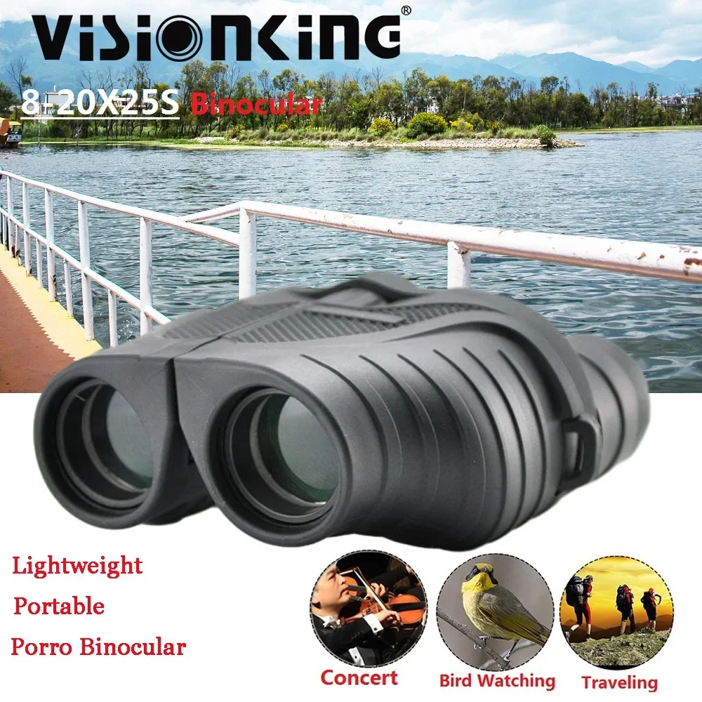 Visionking Lightweight 8-20x25 Zoom Porro Binocular Portable Long Range Outdoor Sports Birdwatching Camping HD Optics Telescope