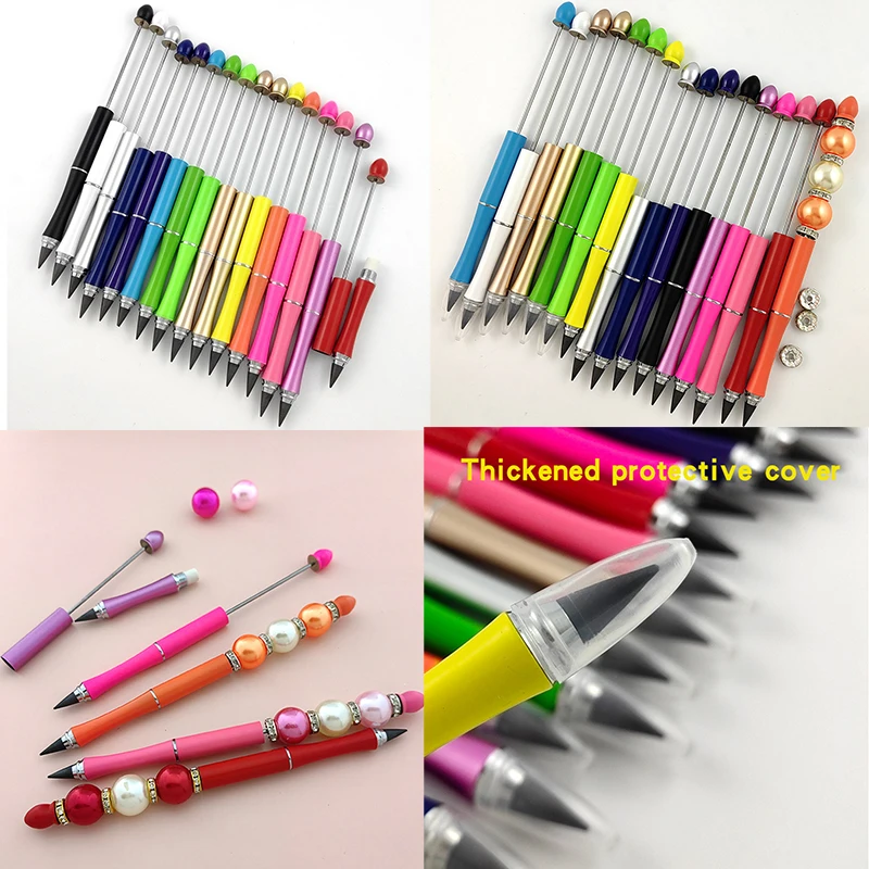 32Pcs Metal Beaded Pencil Beadable Inkless Pencil Replaceable Tip DIY Infinity Pencil