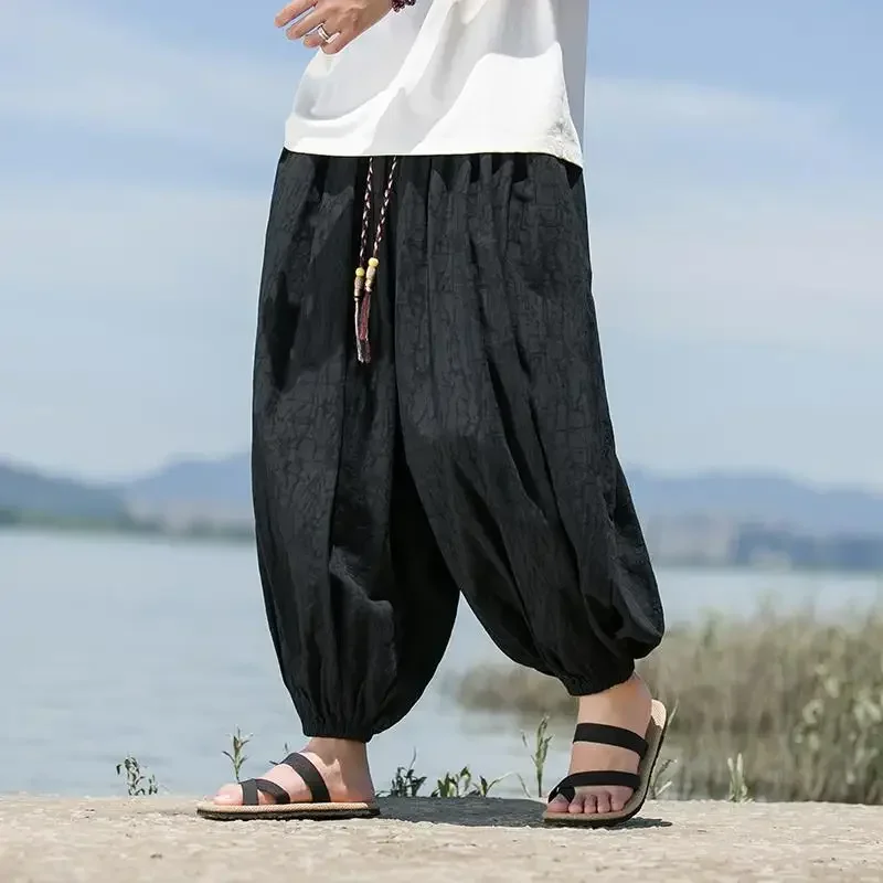 

Foreign Trade Men's Wide Leg Lantern Pants Chinese Style Retro Large Size Loose Fitting Leggings