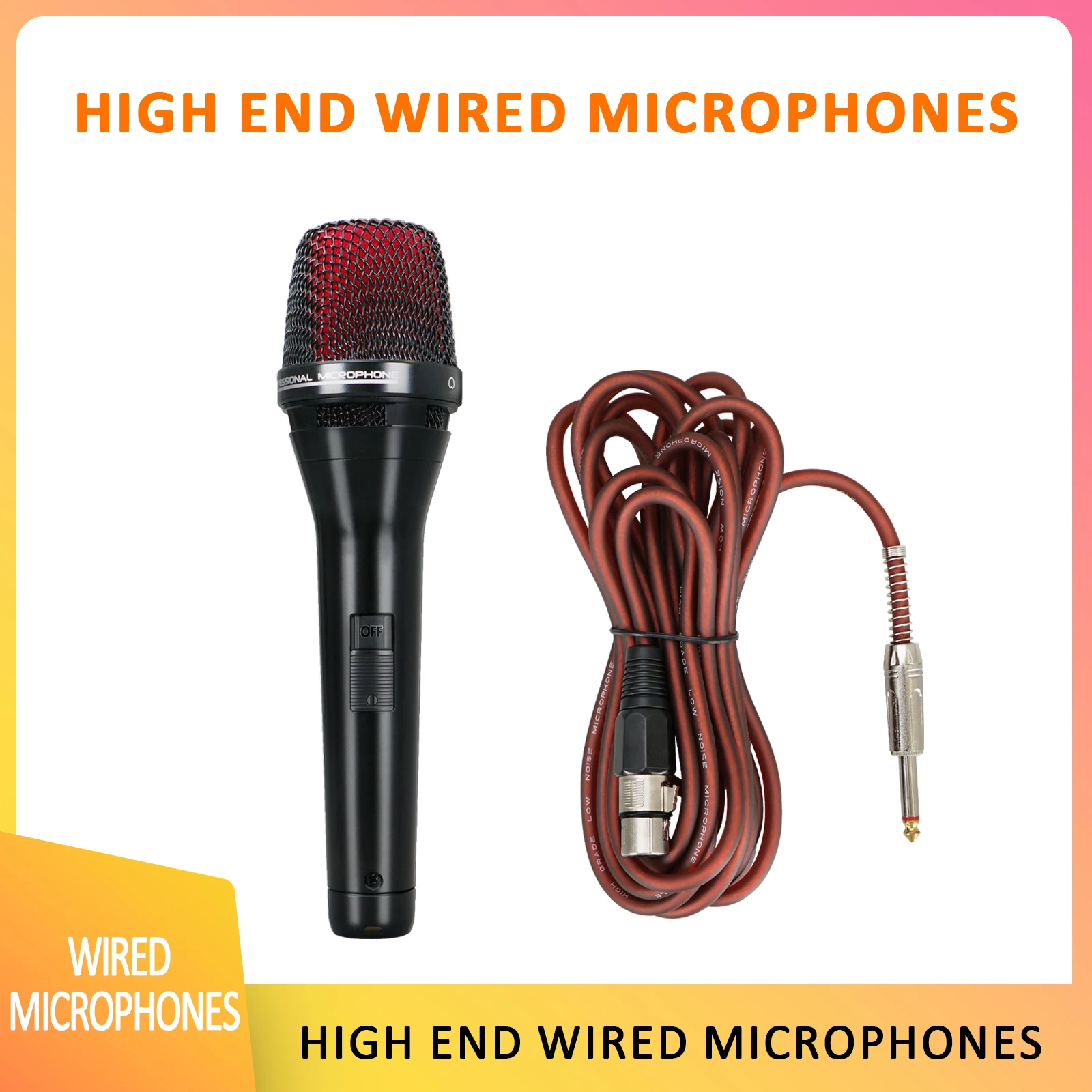 High -quality dynamic wired microphone K song microphone home singing outdoor stage with switch 5 meters long line