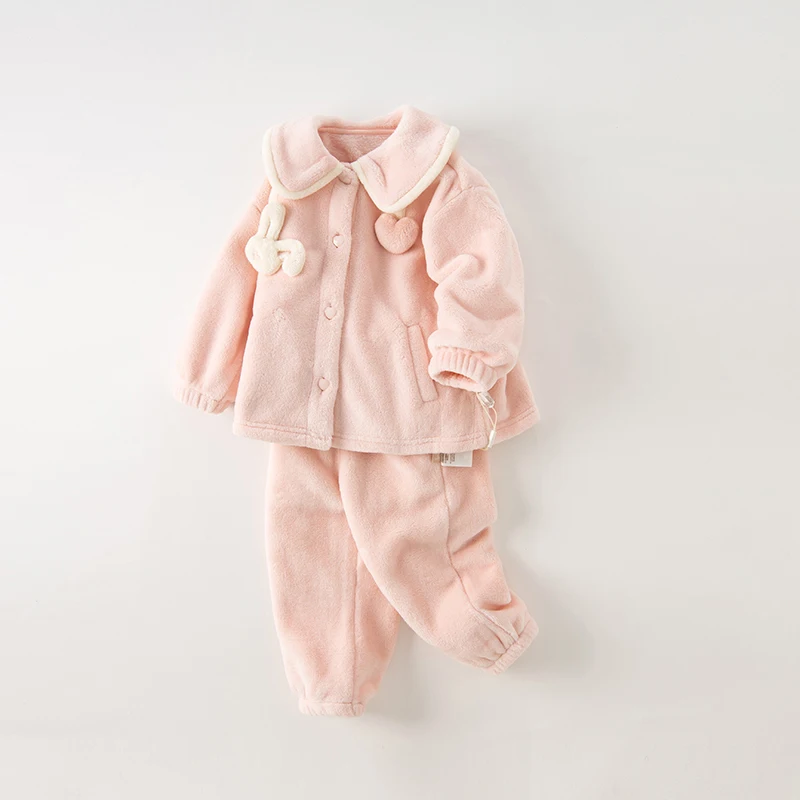 Dave Bella Children Girl\'s Pajamas Suit 2023 Winter New Fashion Casual Comfortable Cute Sweet Gentle Two-Piece DB4237560