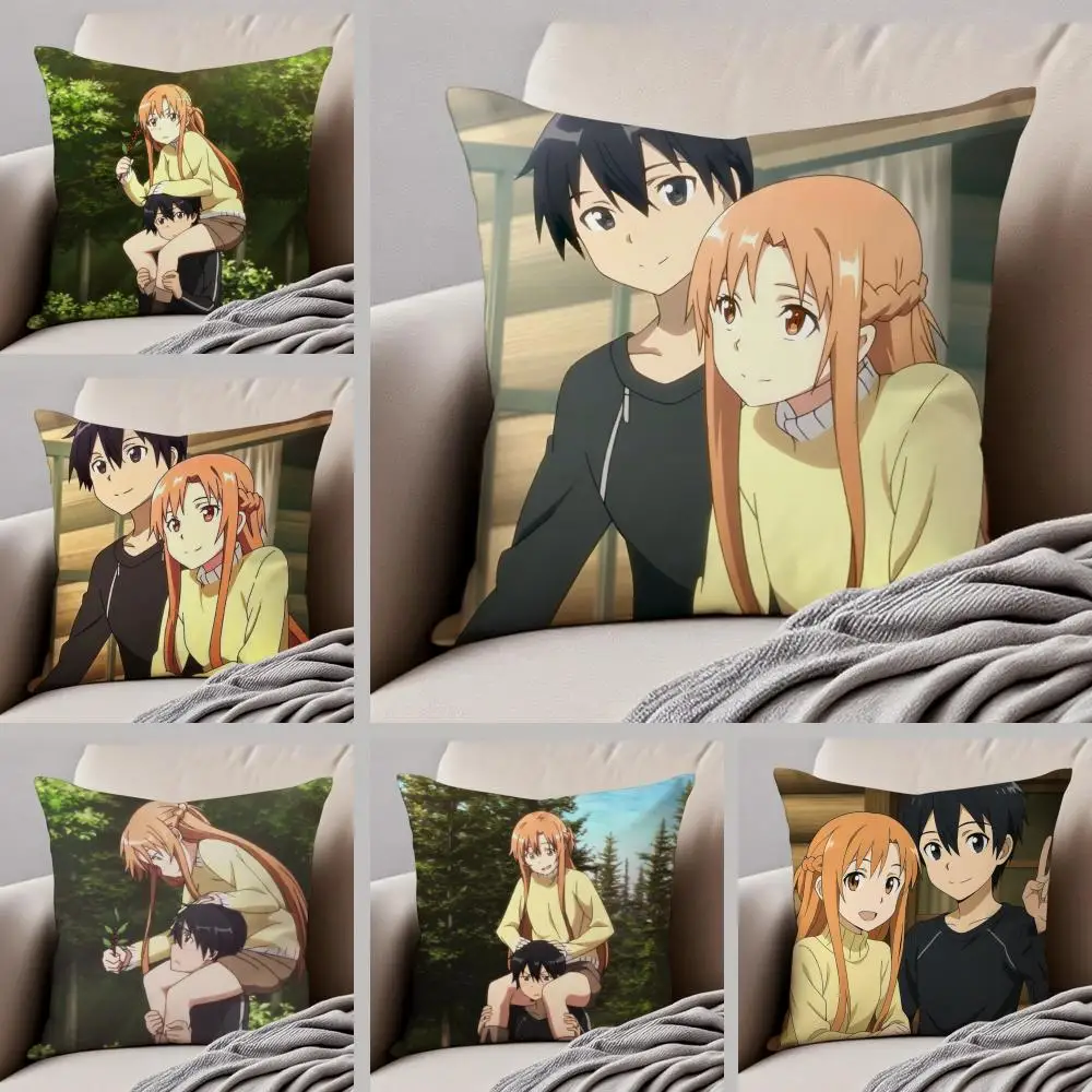 Sword Art Online Cushion Cover Throw Pillow Cover Hidden Button Durable Polyester Chair Cushion
